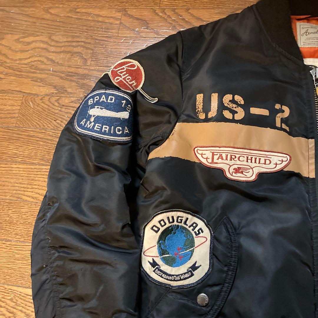 アヴィレックス　ワッペンフルカスタム　MA-1 バックロゴ　Mサイズ　黒