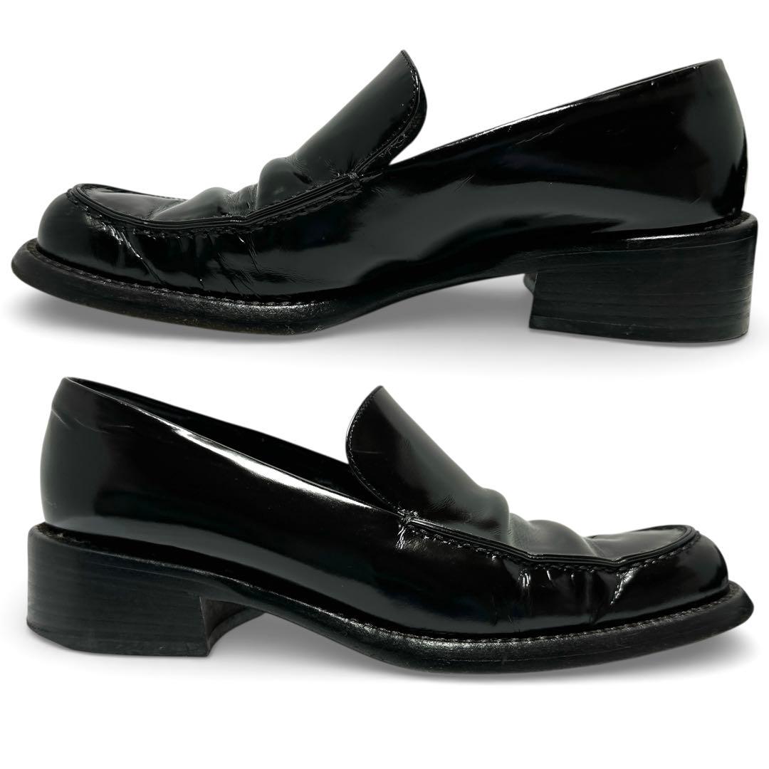 美品✨PRADA プラダ 36/約23.5㎝ ローファー レザー ヒール 黒