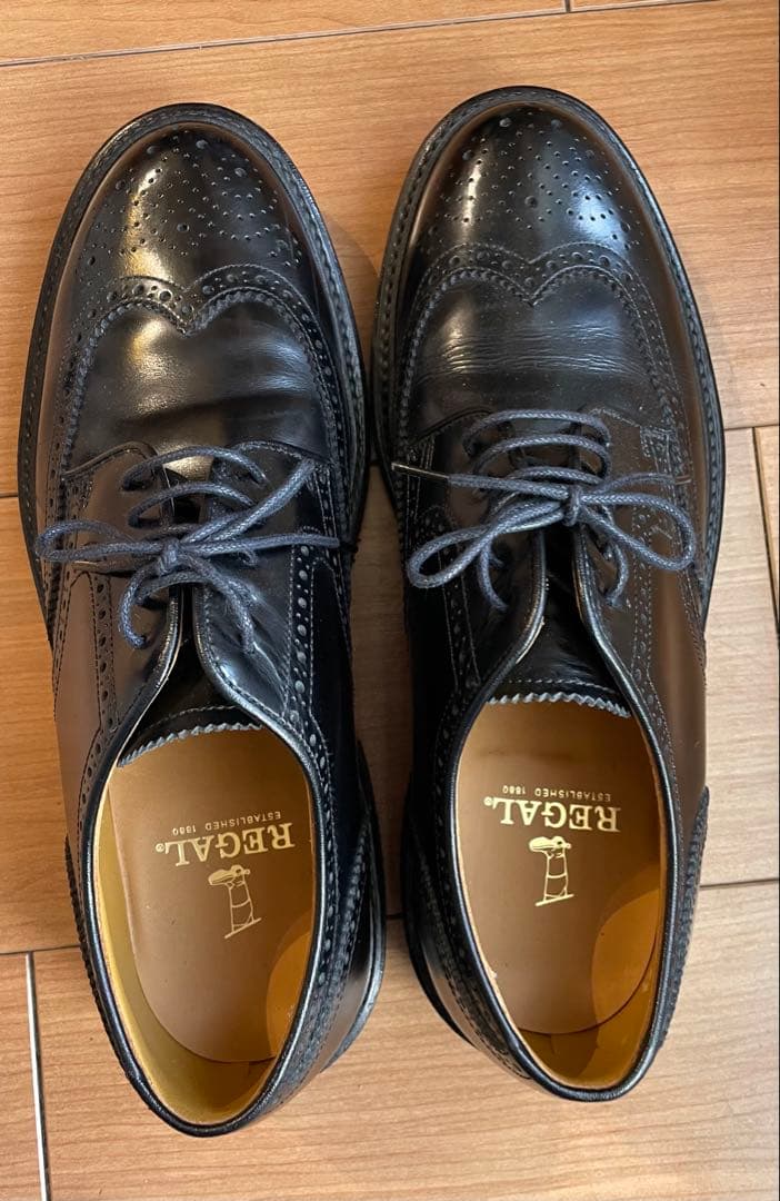 2度のみ着用 リーガル ウイングチップ 黒 ブラック 25.5cm