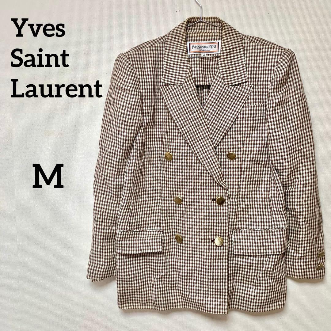 YSL イヴサンローラン 千鳥格子 ダブルジャケット M