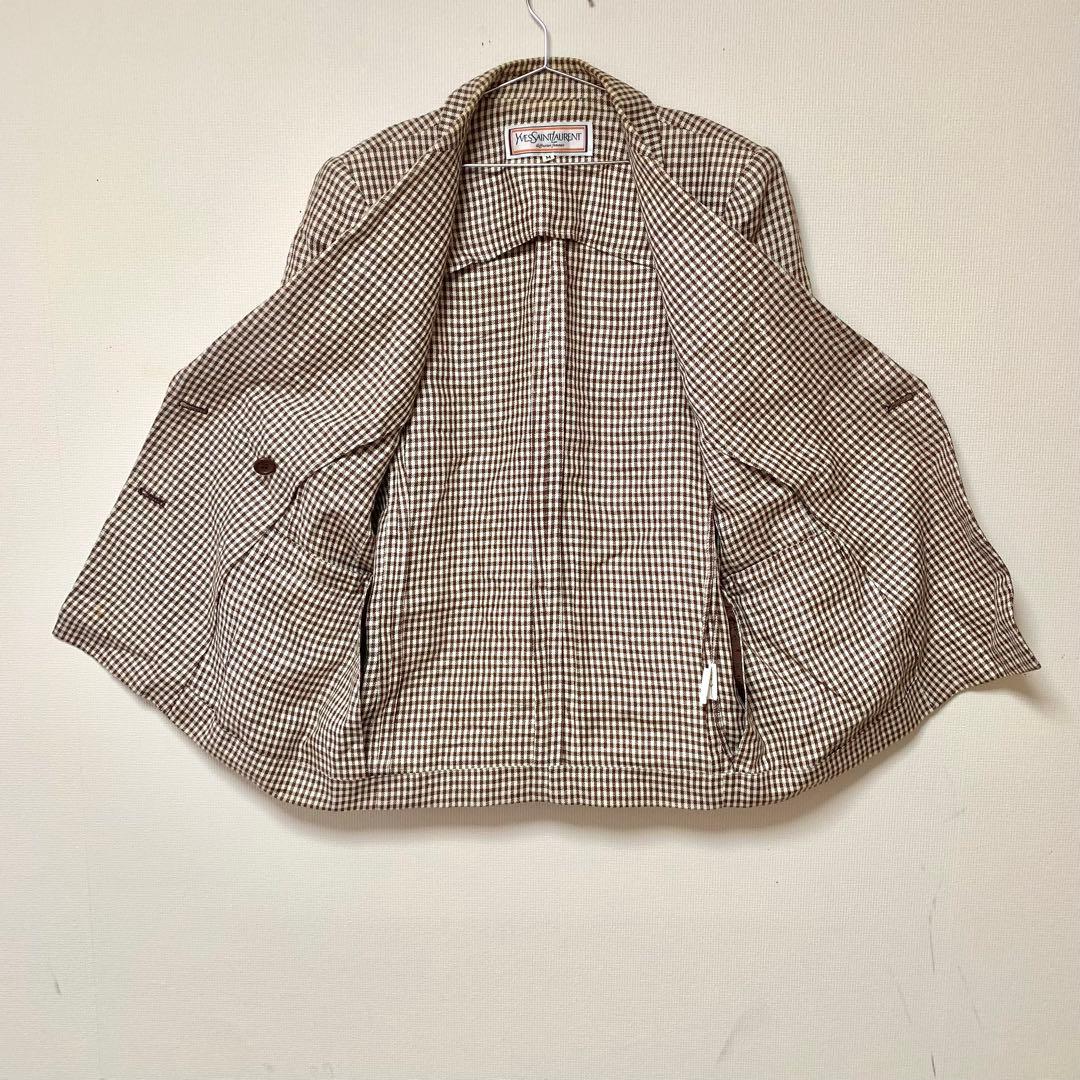 YSL イヴサンローラン 千鳥格子 ダブルジャケット M