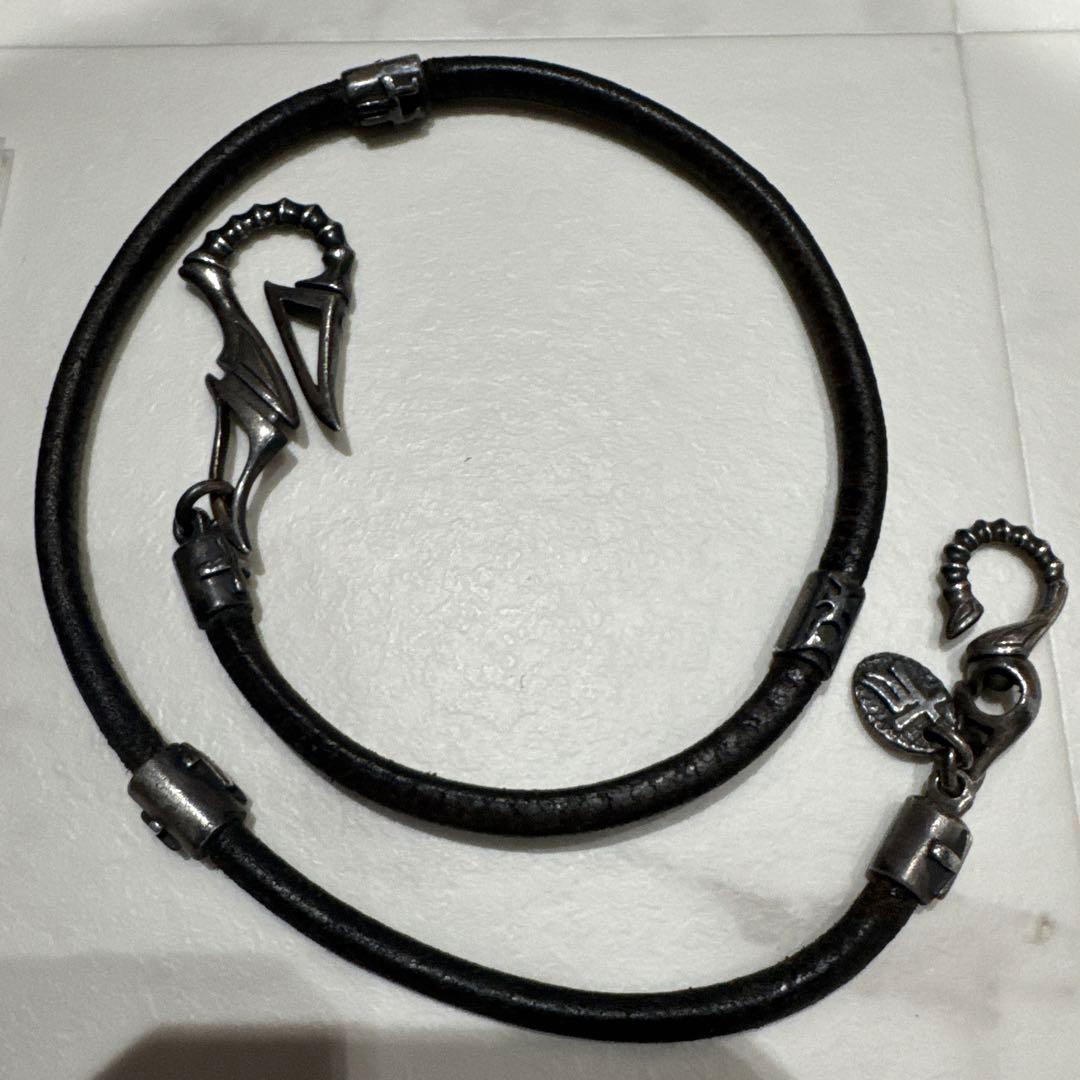 レザー シルバー ウォレットチェーン ウォレットコード フック 本革