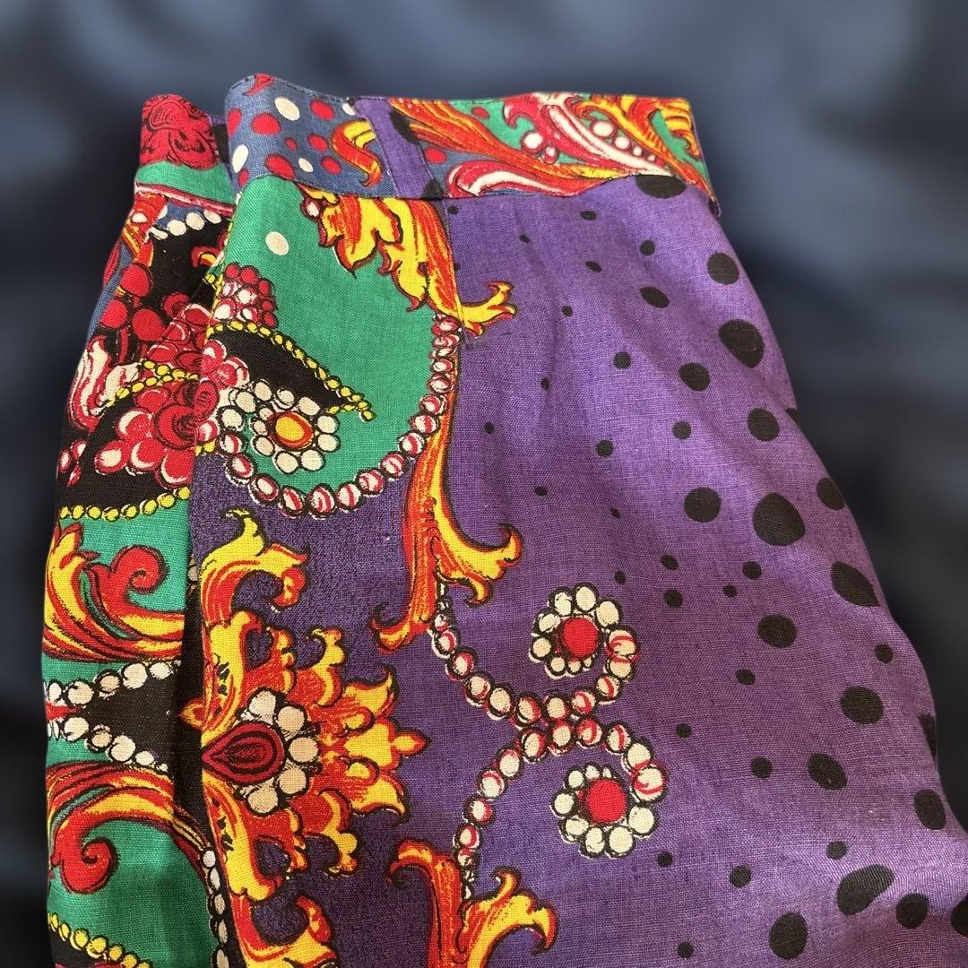 Gianni Versace 90s バロック柄 リネンパンツ 46