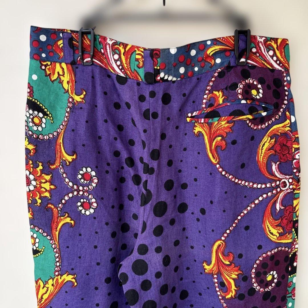 Gianni Versace 90s バロック柄 リネンパンツ 46