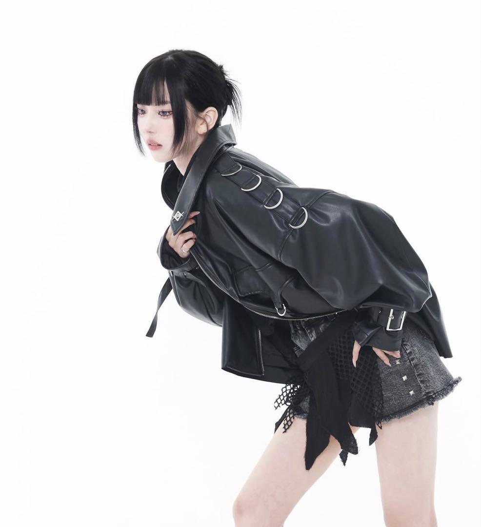 【REFLEM】synthetic leather blouson