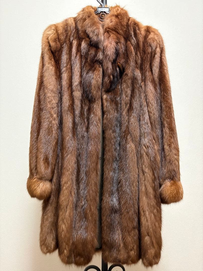 毛皮ロングコート ブラウン