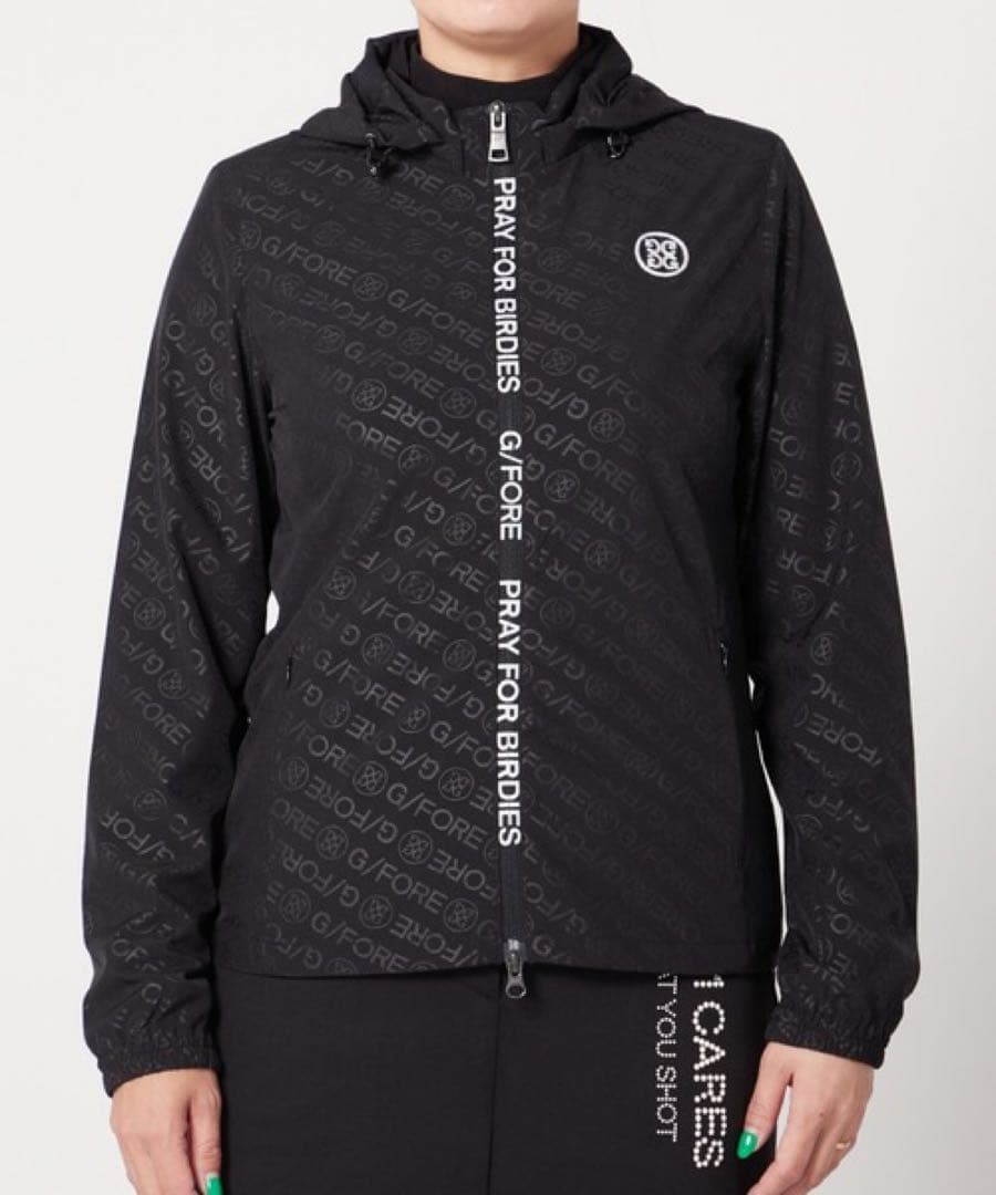 ゴルフウェア【G/FORE】フード付きジャケット　ナイロンジャケット　黒　38