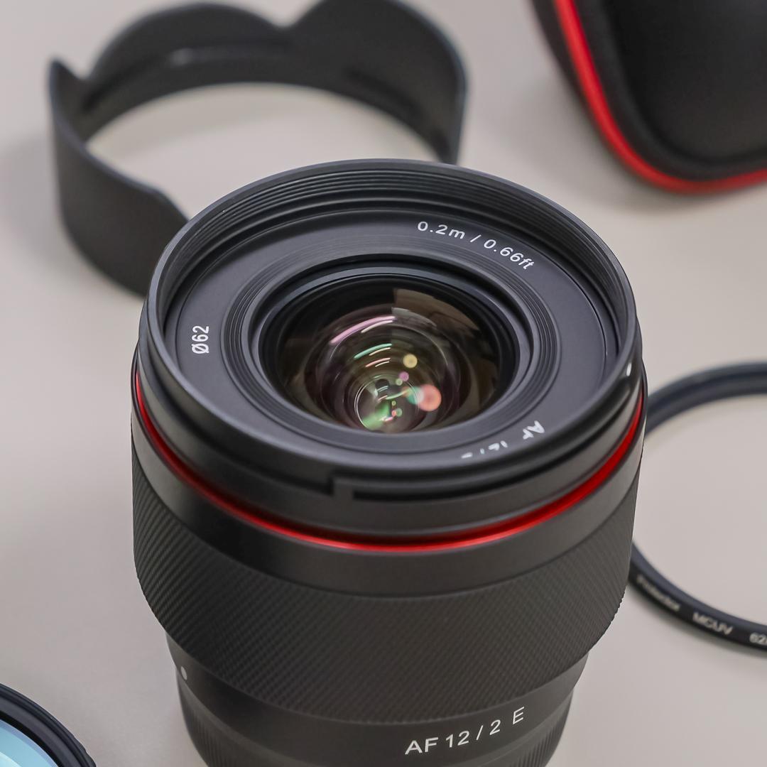 【値下げ・美品】SAMYANG AF 12mm F2.0 E 保護フィルター付き