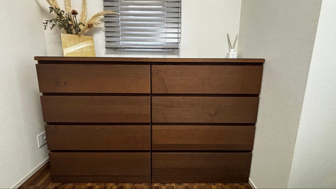 HiroIKEA MALM チェスト 引き出しx4 ガラストップ付②