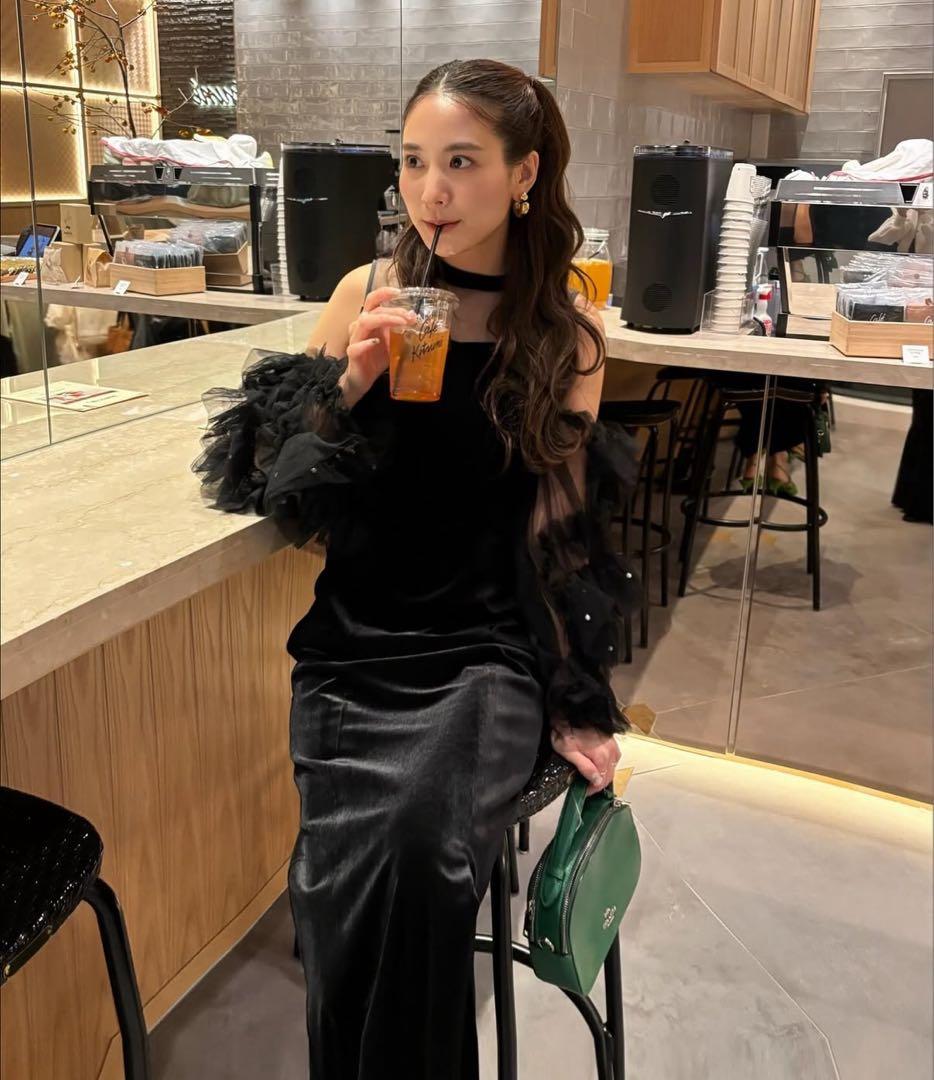 ANDRESED detached sleeve dress ブラックホワイトS