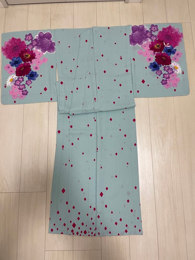 ふりふ　浴衣　水色