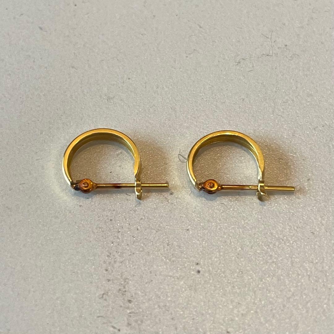 K18イエローゴールド フープピアス 2個セット 2mm×8mm