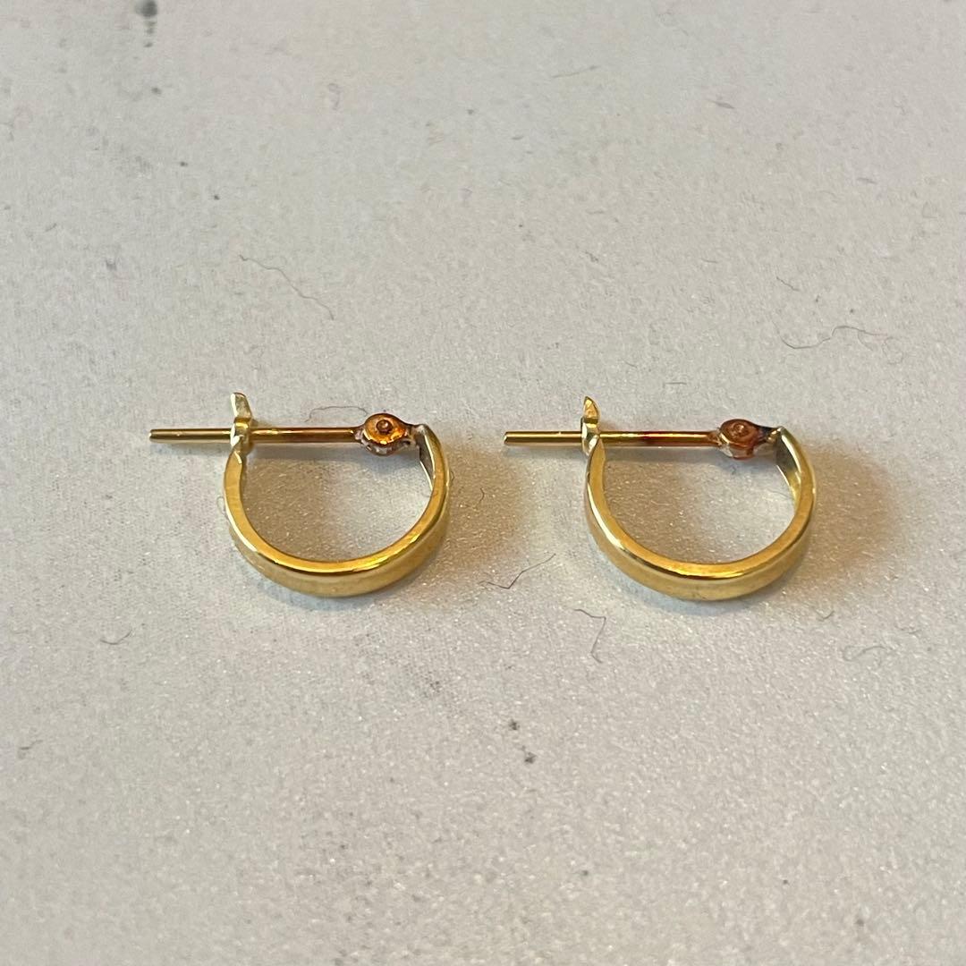 K18イエローゴールド フープピアス 2個セット 2mm×8mm