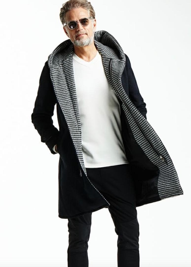 【未使用】AKM アンゴララップフード付コート 定価20万円　サイズL