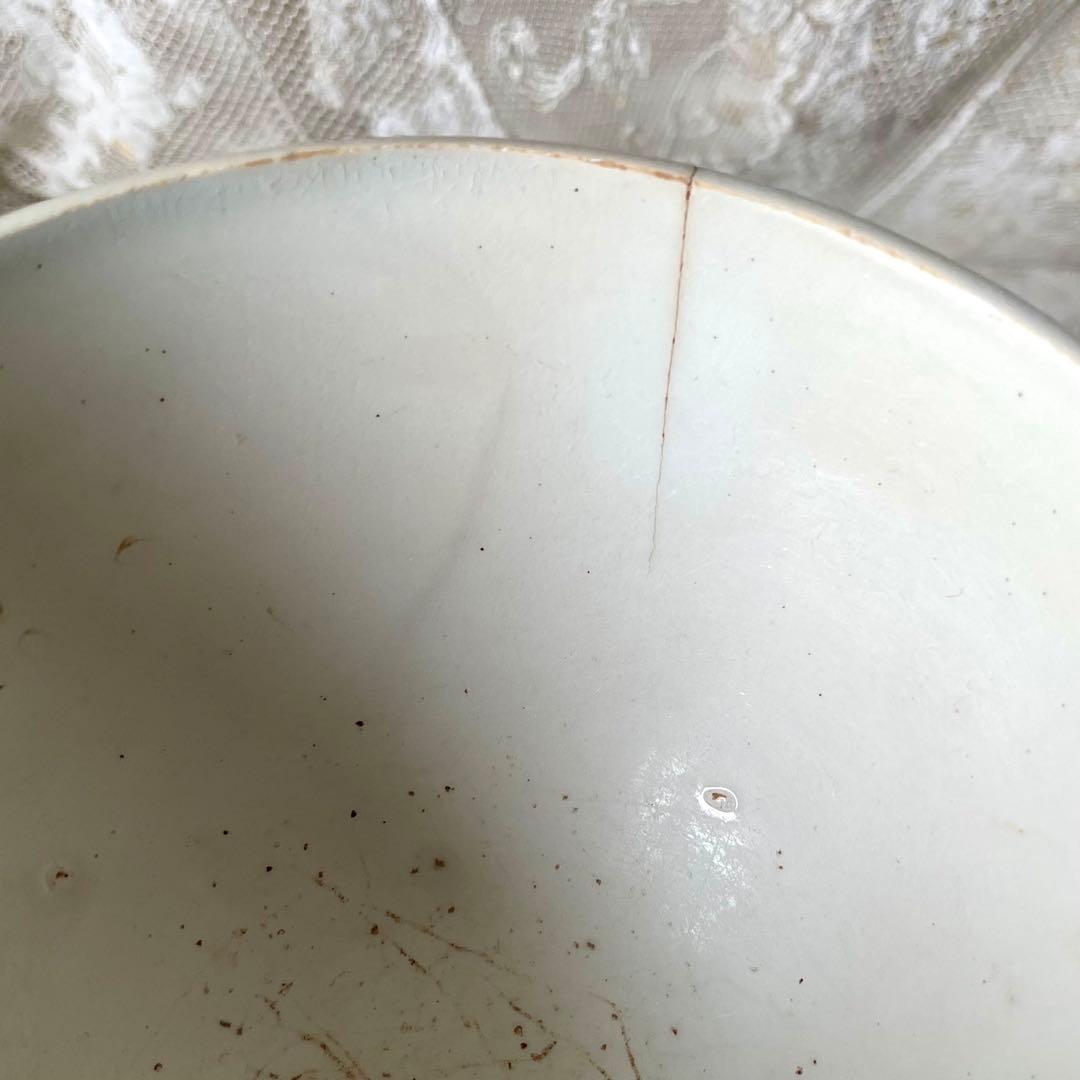 ホワイトレリーフカフェオレボウル　フランスアンティーク　白　19世紀後期