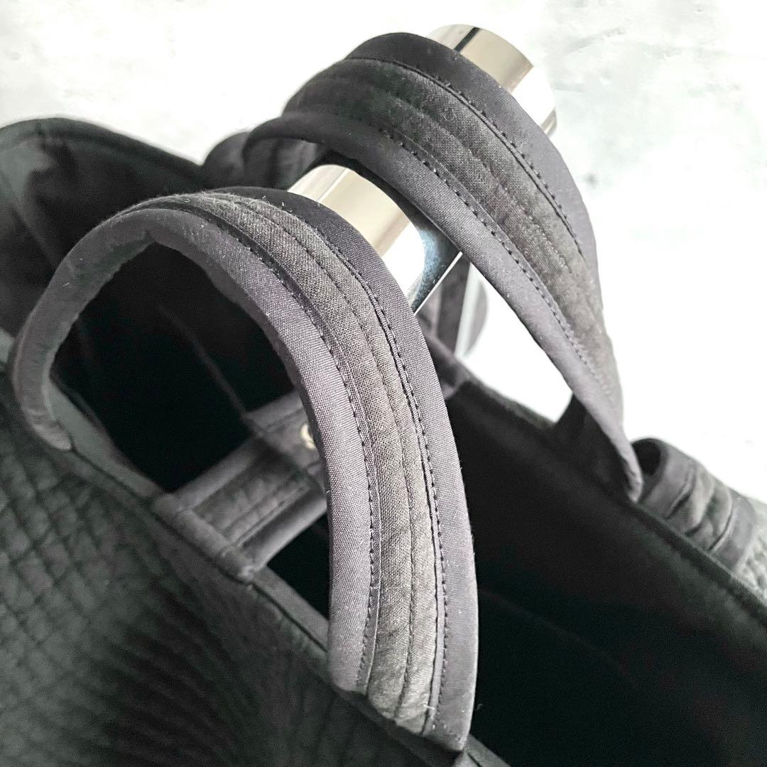 フレアフリル付きトートバッグ（L）　2way ヌビバッグ　ブラック　ハンドメイド