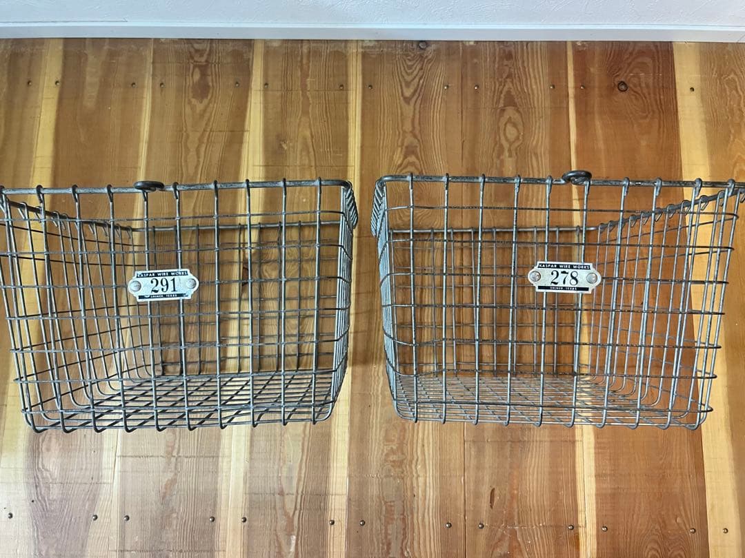 ビンテージ　メタル　ワイヤー　バスケット　2個セット　アンティーク