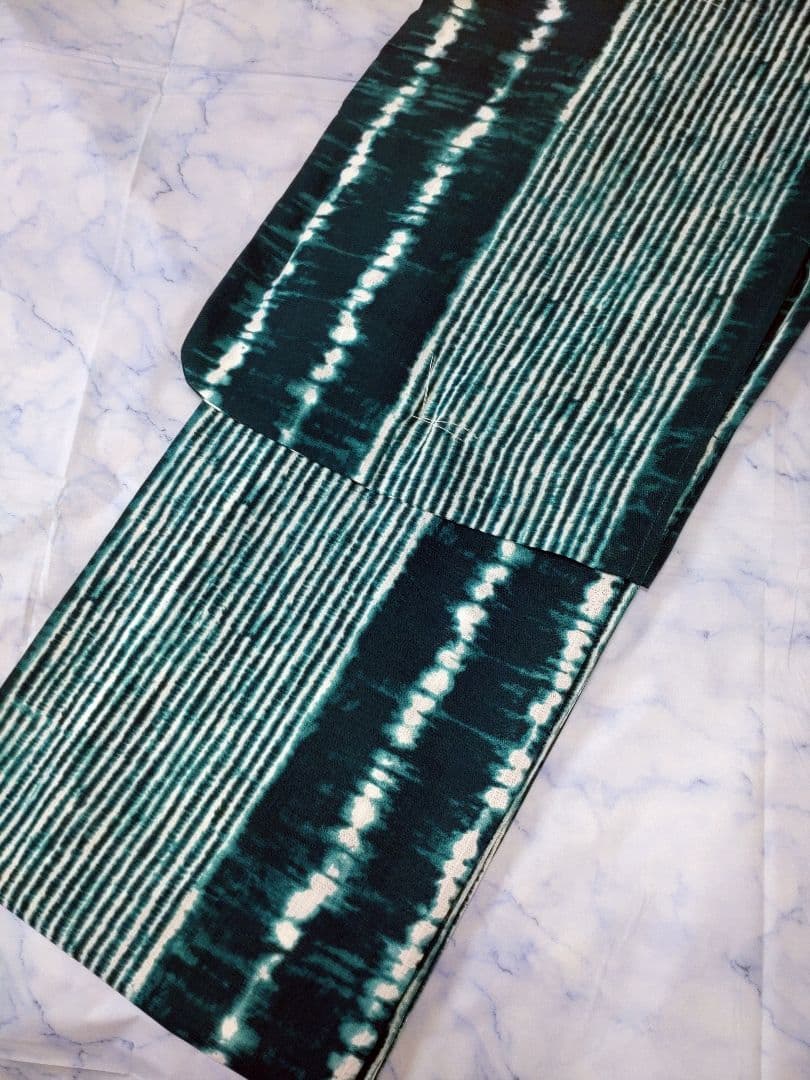 新品未使用　ノーアイロン　洗える浴衣　ポリエステル　有松鳴海絞り調　グリーン