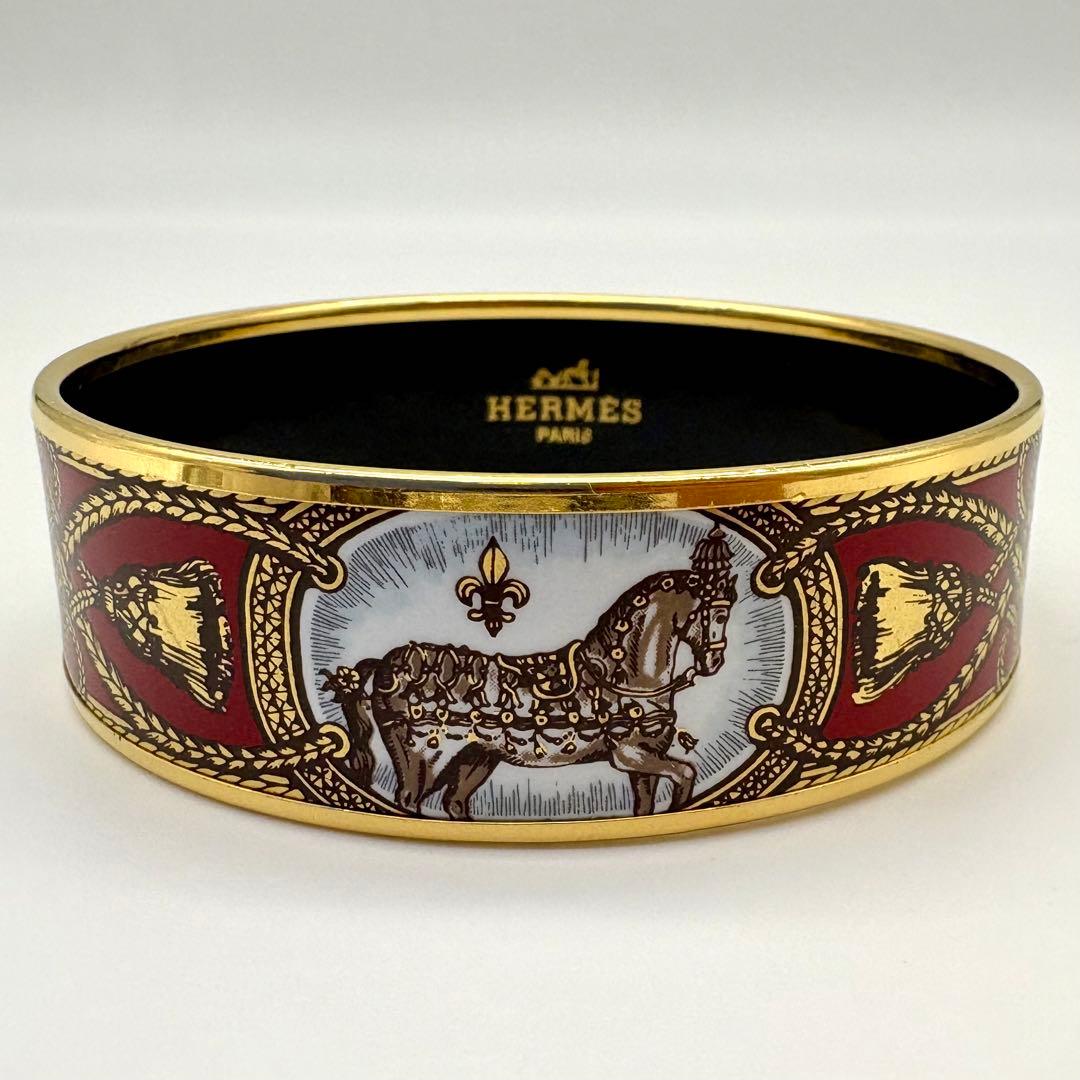 HERMES エルメス バングル ブレスレット エマイユGM 七宝焼 ホース 馬