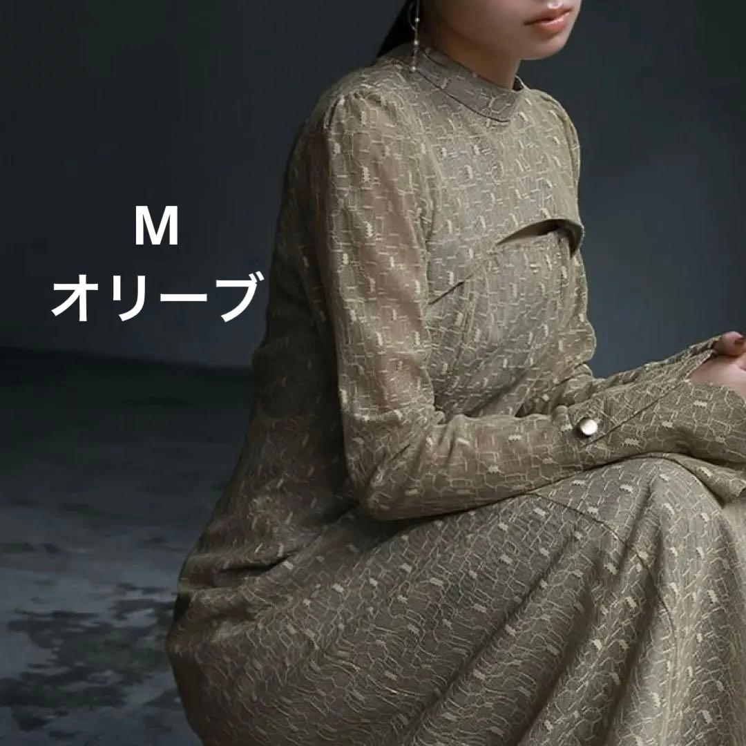 Kana 幾何学柄 レース バックオープン ワンピース パーティードレス　M