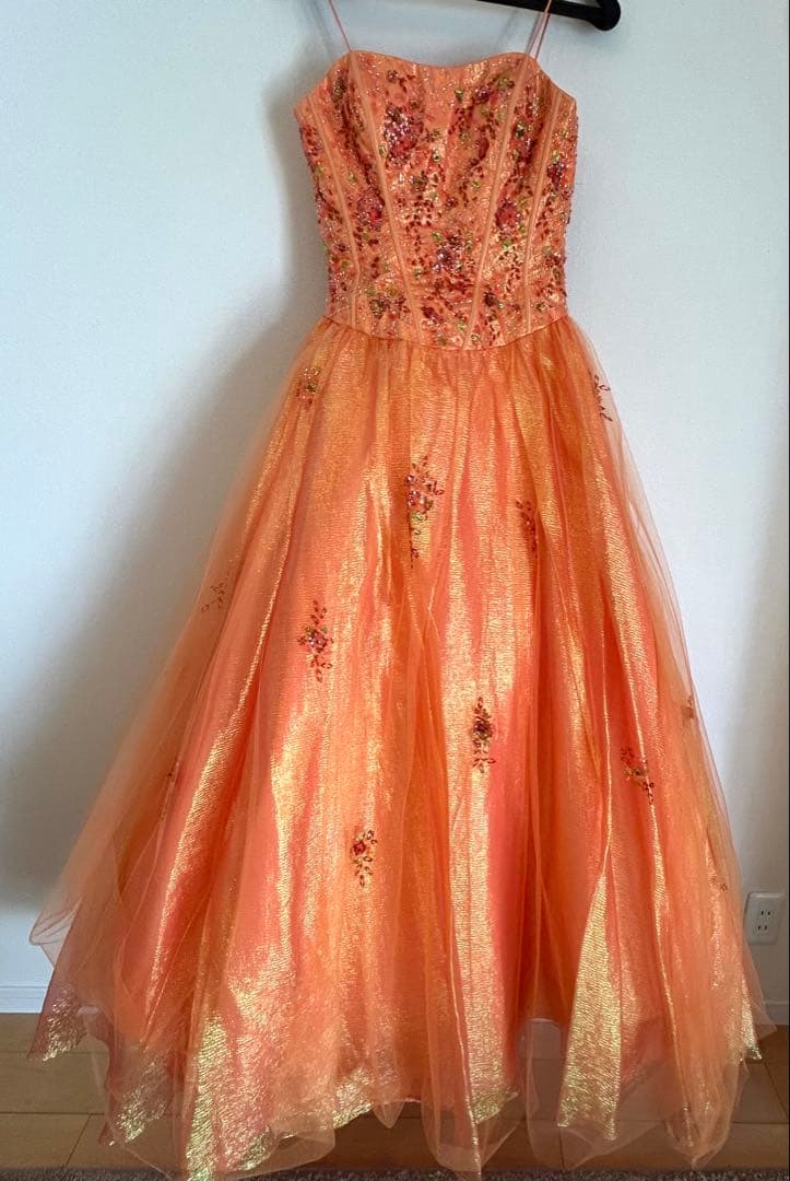《1/7まで限定セール》 オレンジ カラードレス