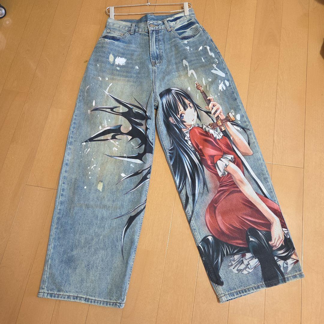 アニメプリント　バギーパンツ