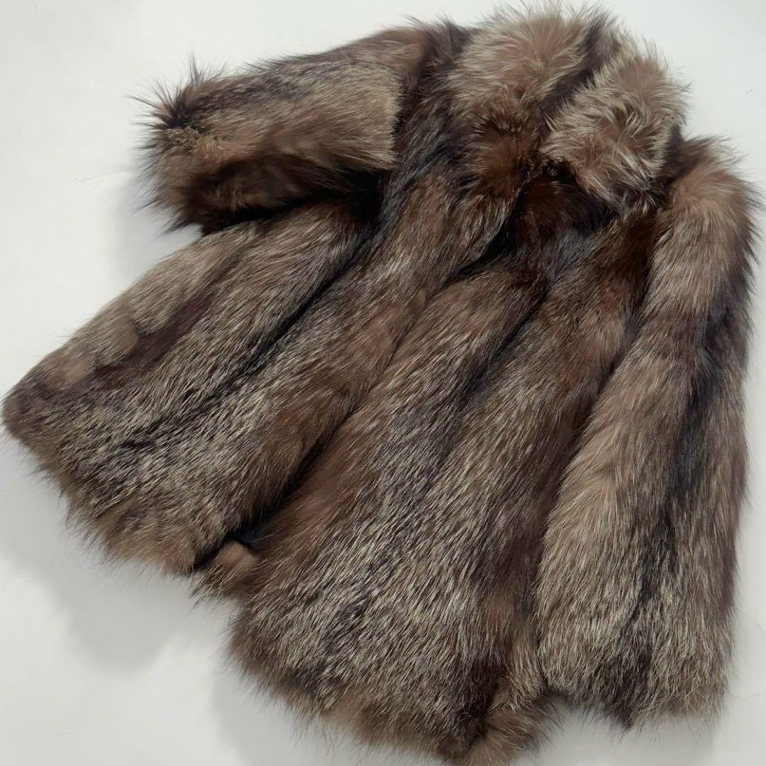 ボリューム◎シルバーフォックス ファーコート 毛皮 リアルファー