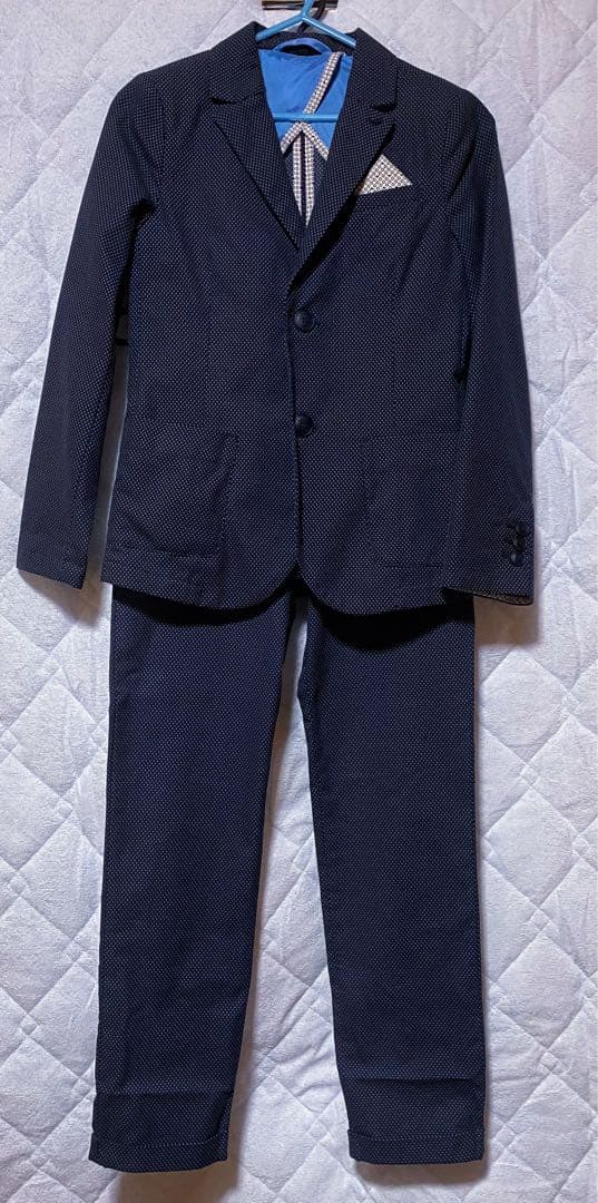 ARMANI JUNIOR ネイビー　ドット　スーツ　9-10