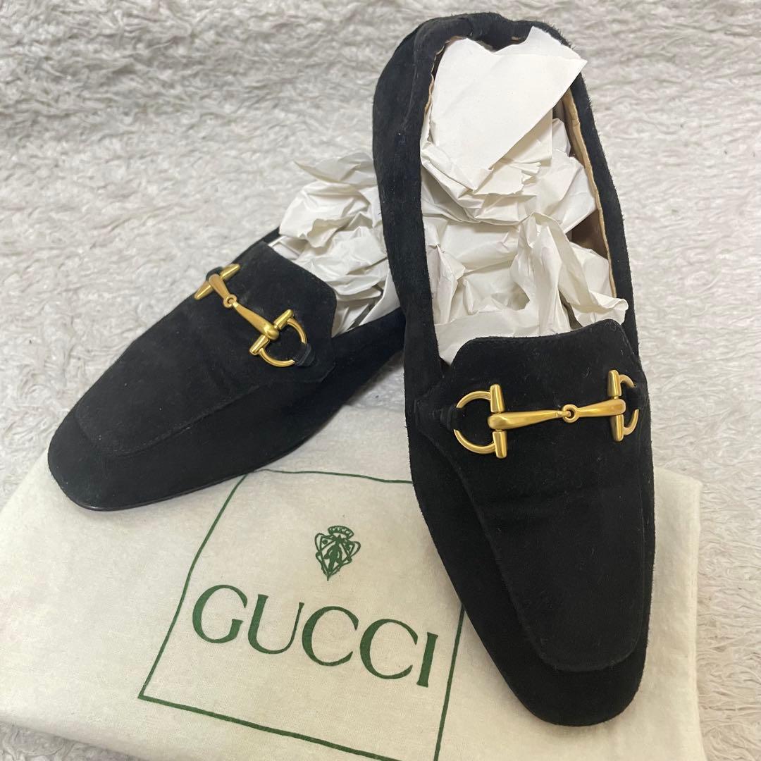 【美品】GUCCI ホースビット34 フラットシューズ21cm 黒