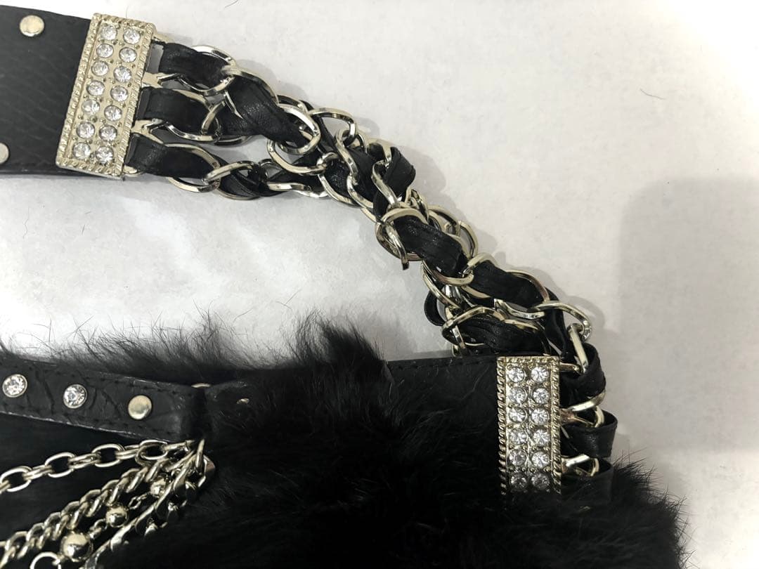 当時物 DIA ギャル 本革 ラビットファー ベルト