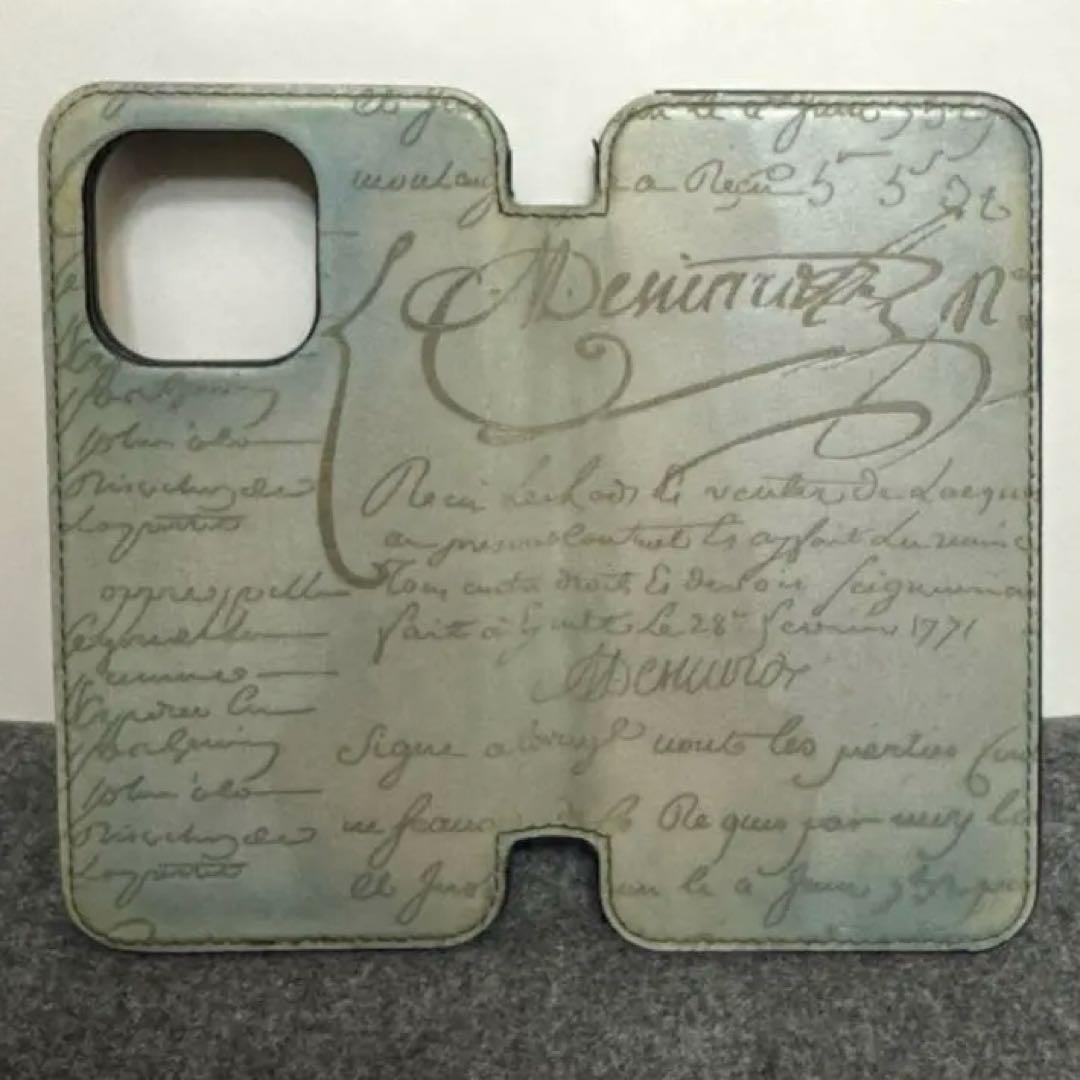 し*5様 ベルルッティ カリグラフィ 手帳型 ブルー スマホケース iPhone