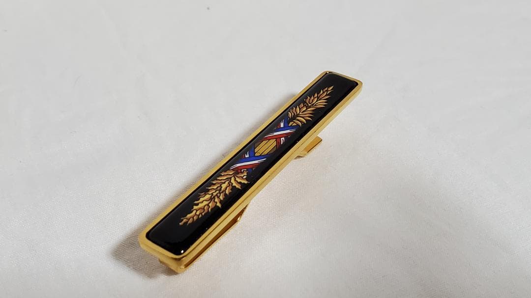 正規良 エルメス エマイユ ネクタイピン タイバー 七宝焼 紺黒×mixカラー