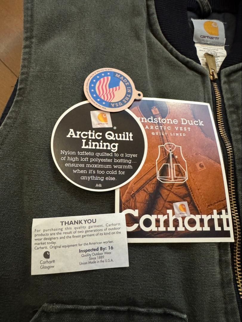 カーハート ベスト V02 MOS モス　USA製　腰ゴム