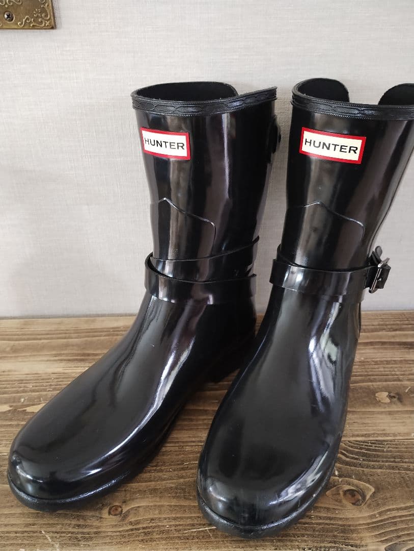 HUNTER ブラック ラバー 長靴 24,5cm