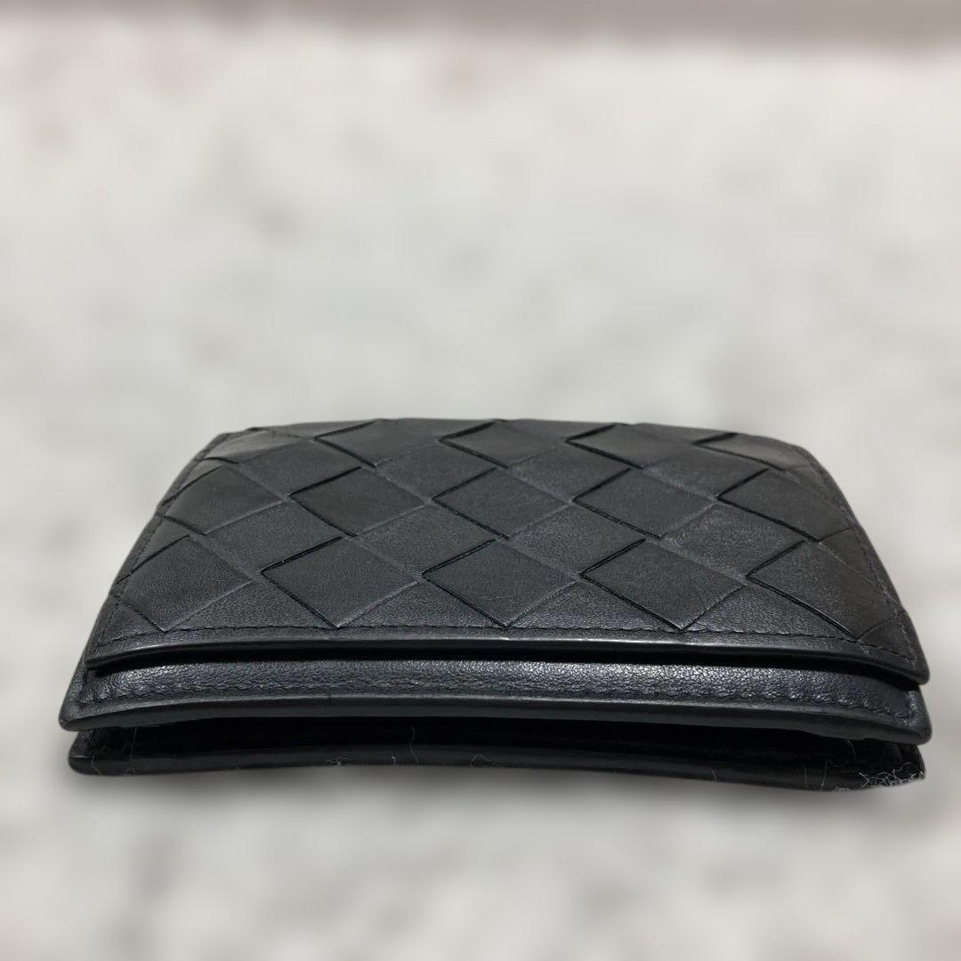 美品 ボッテガヴェネタ　マキシイントレチャート　カードケース　ブラック　レザー