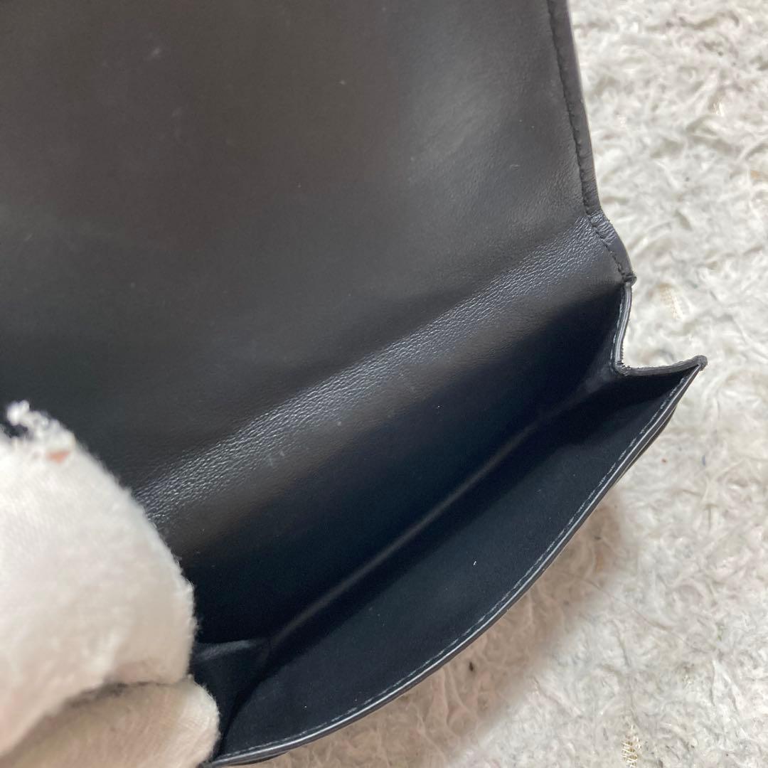 美品 ボッテガヴェネタ　マキシイントレチャート　カードケース　ブラック　レザー