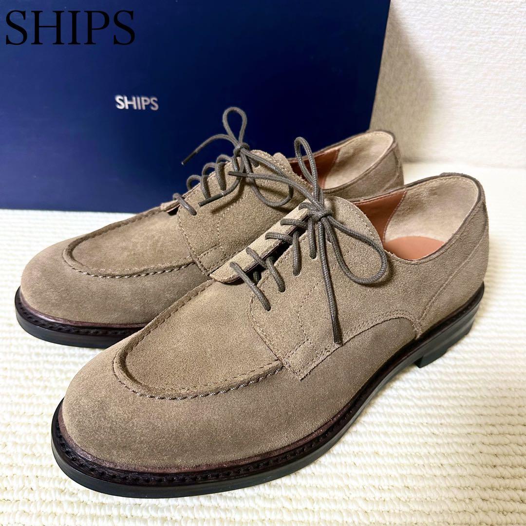 SHIPS ノルウェージャン Uチップ シューズ スエード カーキ レザー