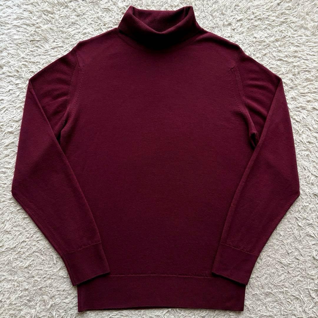 ★イギリス製★ JOHN SMEDLEY タートルネック 長袖 ニット ボルドー