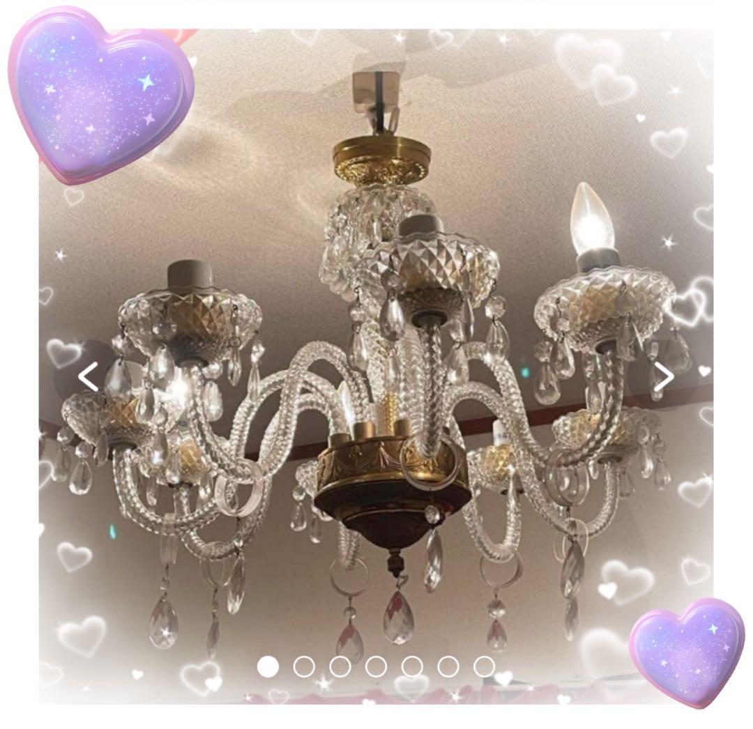 姫系ロココ調アンティーク 8灯　クリスタルガラスシャンデリア