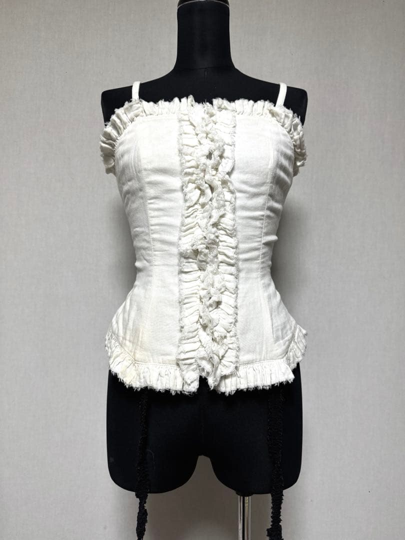 Na+H ガーター付きガーゼビスチェ キャミソール ホワイト 白