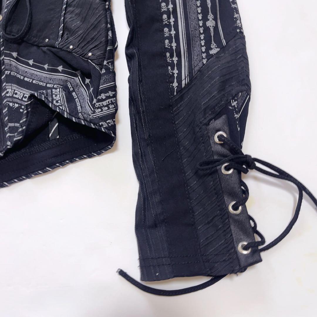 美品OZZ Croce オッズオン ストレッチテーラードジャケット スカル黒