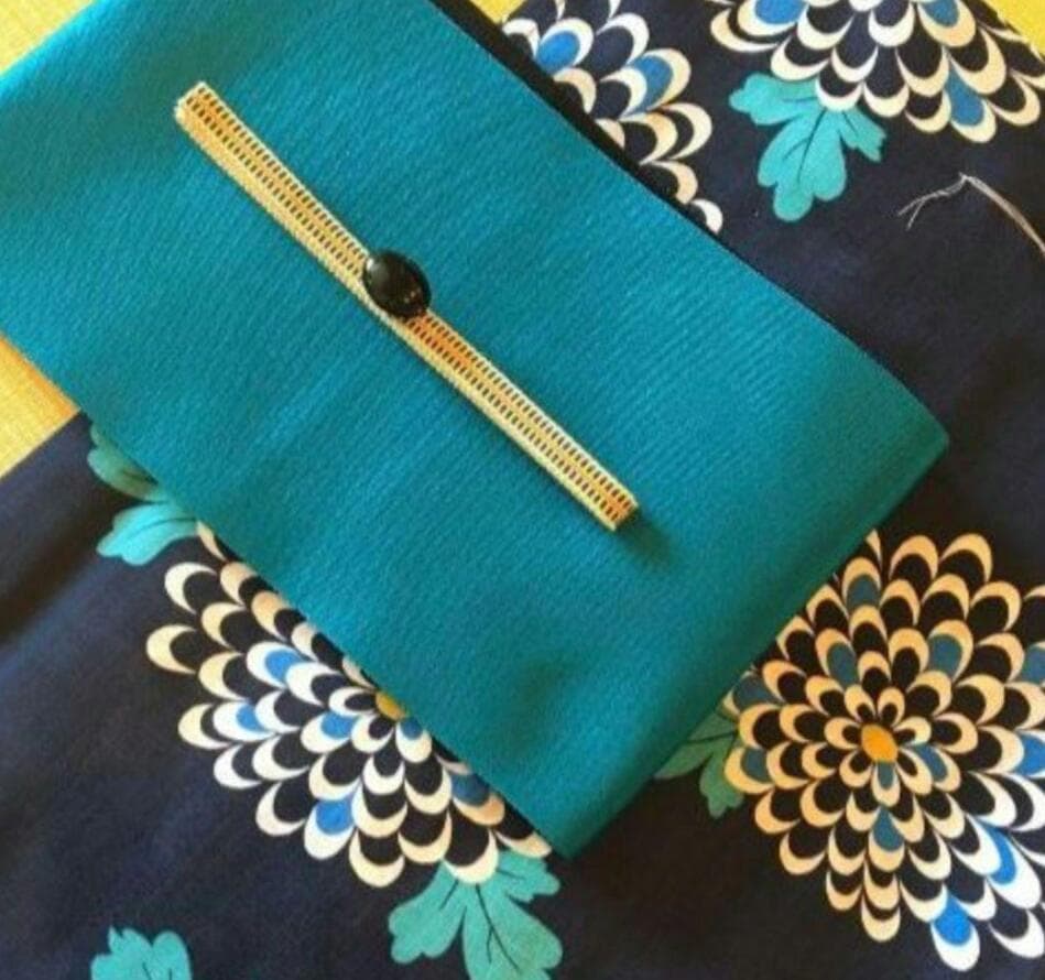 画像の 帯付き◆ノー皺加工最高級カルキュロ◆変わり織り涼しげ水菊青浴衣