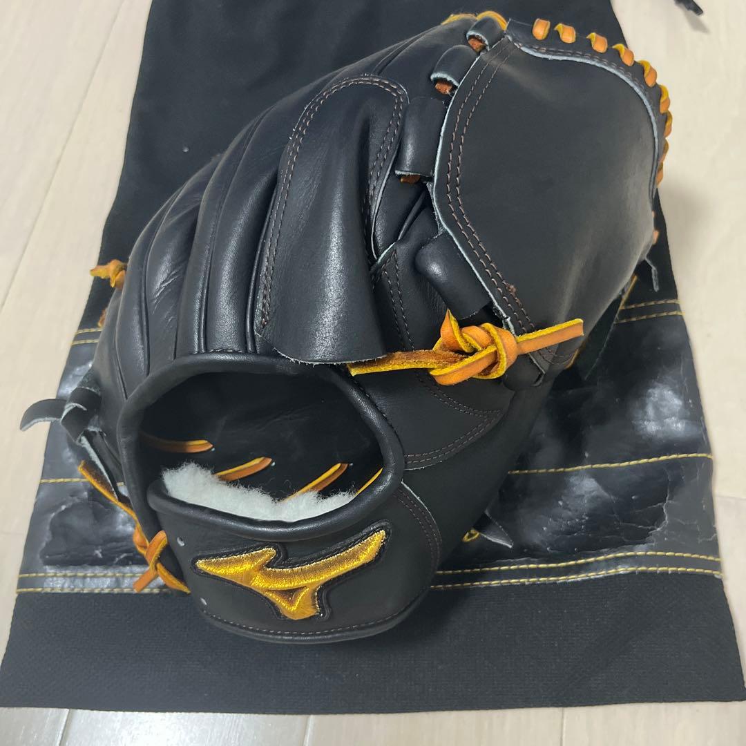 ミズノプロ 軟式グローブ 投手用ブラック/オレンジ