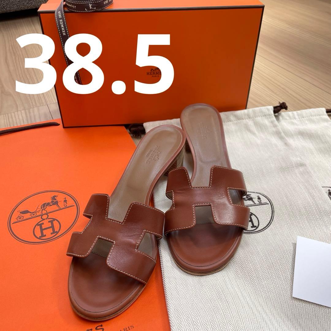 HERMES エルメス オアジス サンダル ミュール 38.5 38ハーフ 美品