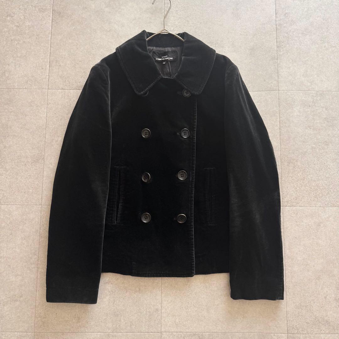 トリココムデギャルソン　AD2002　ピーコート　ベロア　ダブル　黒　M