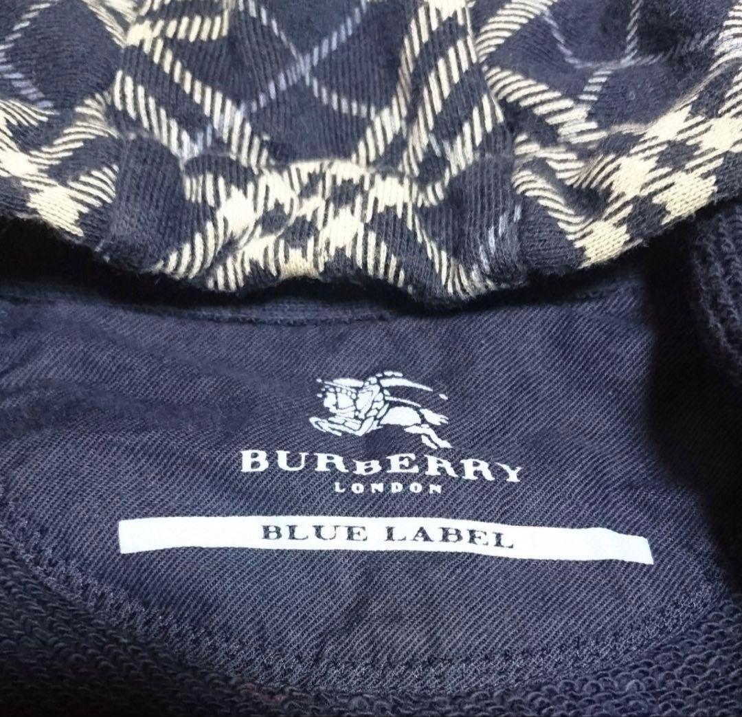 バーバリー ブルーレーベル チェック柄 ジップパーカー 38