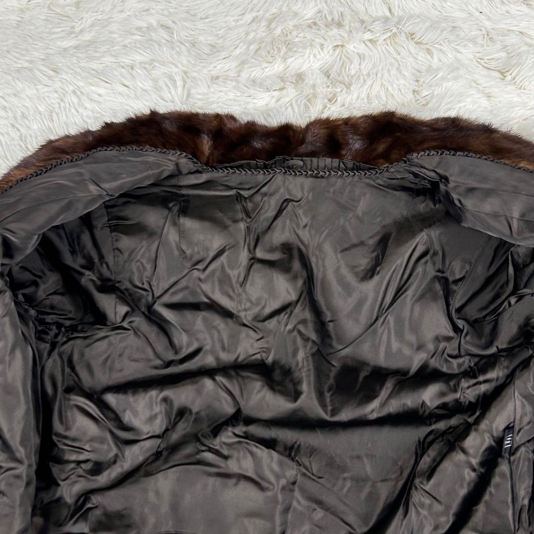 デミバフミンク 毛皮コート ブラウン ヴィンテージ 絞り袖 ミドル丈 11号