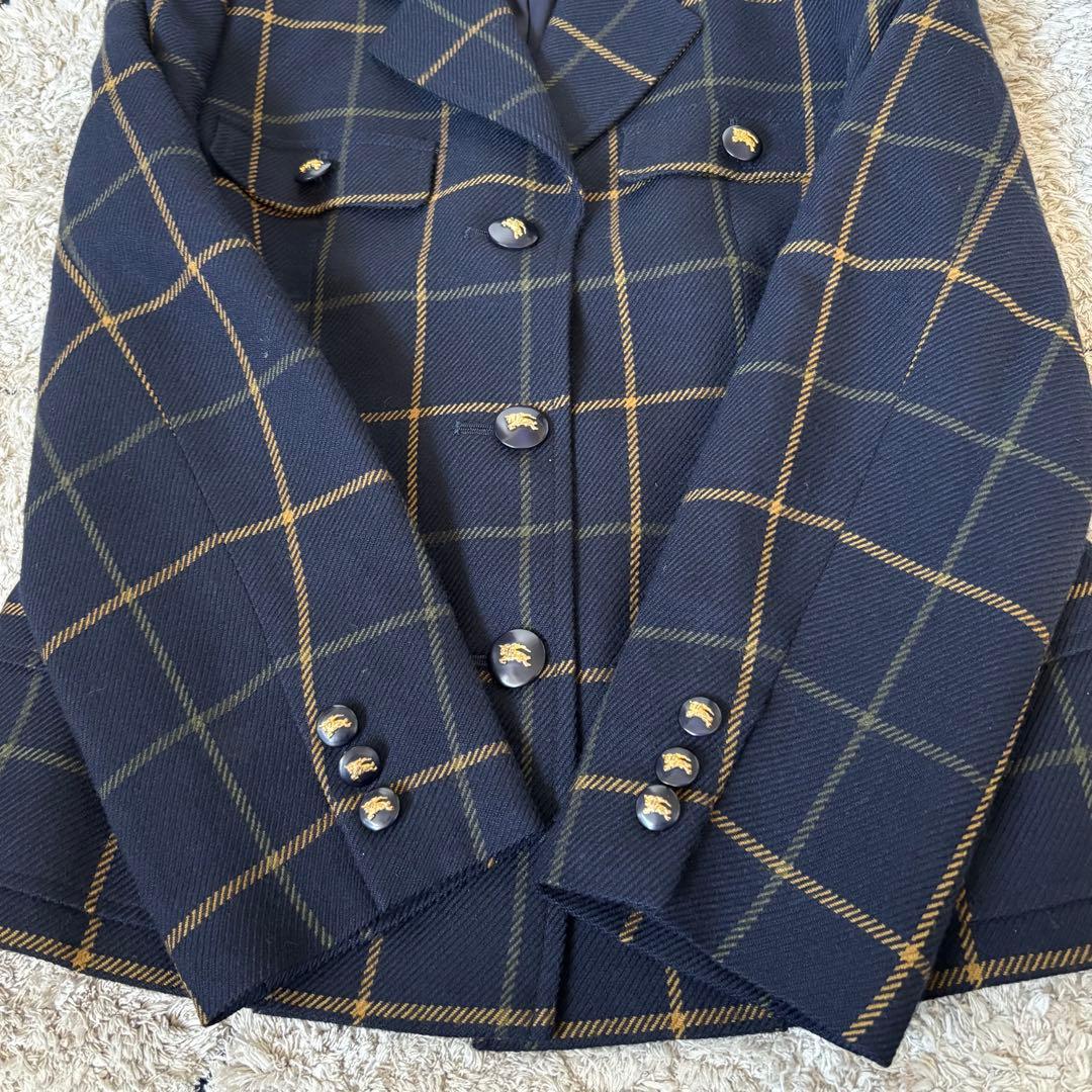 【未使用級✨】バーバリー　テーラードジャケット　メタル釦　チェック　ウール　9