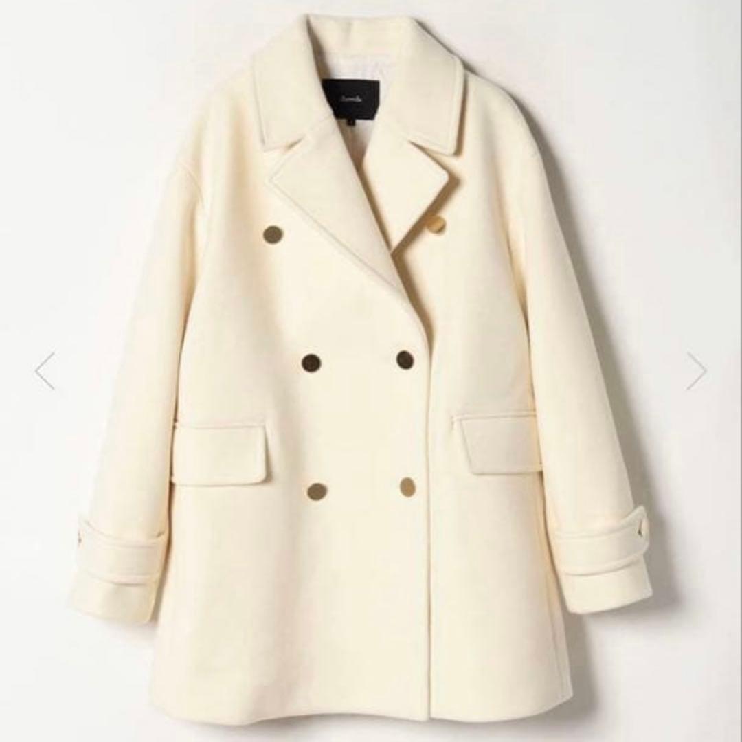 【美品】allurevilleアルアバイル　ラムメルトンピーコート　ナチュラル