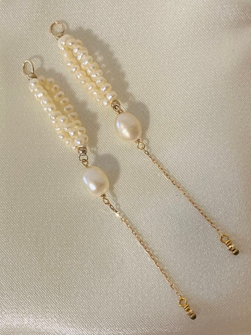 美品★アガット K10 パール ピアスチャーム